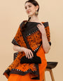 Orange Net saree With Zari Work