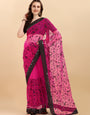 Dark pink Net Saree With Zari work