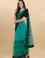 Rama  Net Saree With Zari work