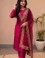 Maroon Silk Stitched Set Set