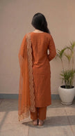Orange Silk Stitched Set Set