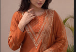 Orange Silk Stitched Set Set