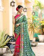 Green and Pink Georgette Half And Half Saree