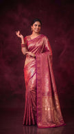 Soft Pink Metallic Shimmer Banarasi Silk Saree