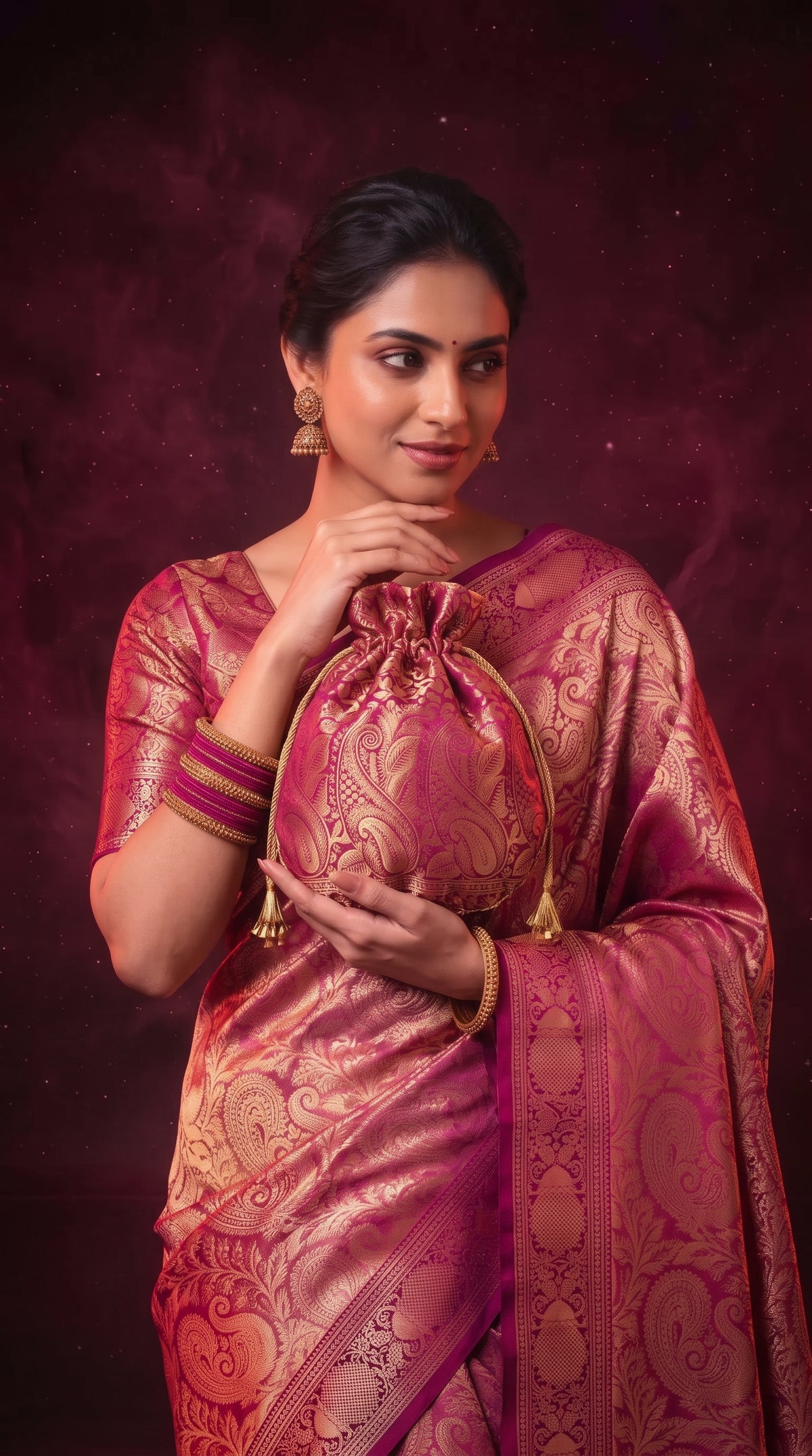 Soft Pink Metallic Shimmer Banarasi Silk Saree