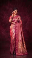 Soft Pink Metallic Shimmer Banarasi Silk Saree