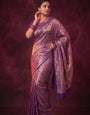 Soft Purple Metallic Shimmer Banarasi Silk Saree
