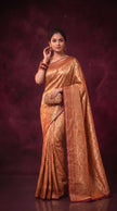 Soft Orange Metallic Shimmer Banarasi Silk Saree