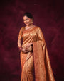 Soft Orange Metallic Shimmer Banarasi Silk Saree