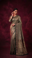 Soft Mehendi Green Metallic Shimmer Banarasi Silk Saree