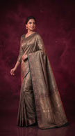 Soft Mehendi Green Metallic Shimmer Banarasi Silk Saree