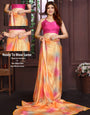Orange Ready To Wear Shibori Print Saree