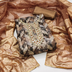 Organza Banarasi Handwork Unstitched Suit 2025