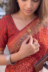 Red Cotton Bandhani Patola Print Saree