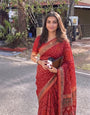 Red Cotton Bandhani Patola Print Saree