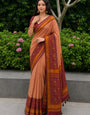 Orange Cotton Patola Print Saree