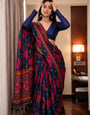 Navy Cotton Patola Print Saree