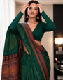Green Cotton Bandhani Patola Print Saree