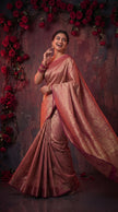 Pink Banarasi Silk Saree With Peacock Zari Work