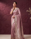 Rose Pink Satin Silk Banarasi Weaving Saree