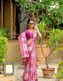 Pink Pure Cotton Printed Saree