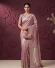 Rose Pink Satin Silk Banarasi Weaving Saree