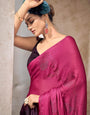 Pink And Green Bollywood Satin Saree