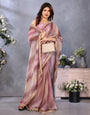 Pink Satin Silk Sequin Embroidery Border Work