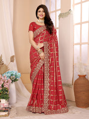 Premium red bandhani saree for bridal look