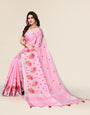 Pure Pink cotton silk saree with embroidered Gold Zari Pallu