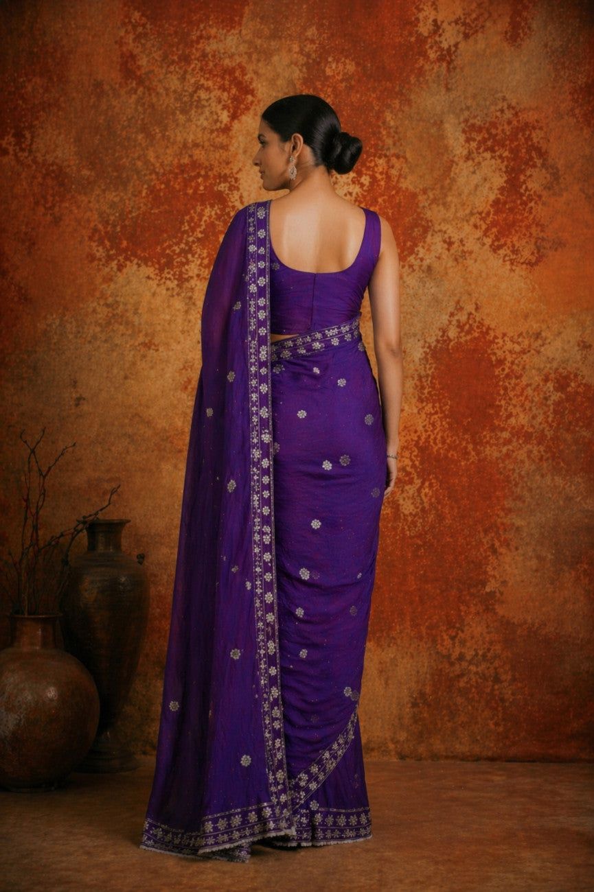 Premium Purple Jimmy Choo Sequin Work Saree