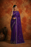 Premium Purple Jimmy Choo Sequin Work Saree