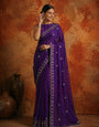 Premium Purple Jimmy Choo Sequin Work Saree