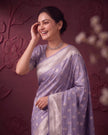 Lavender Satin Silk Banarasi Weaving Saree