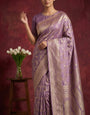 Purple Banarasi Work Satin Silk Saree