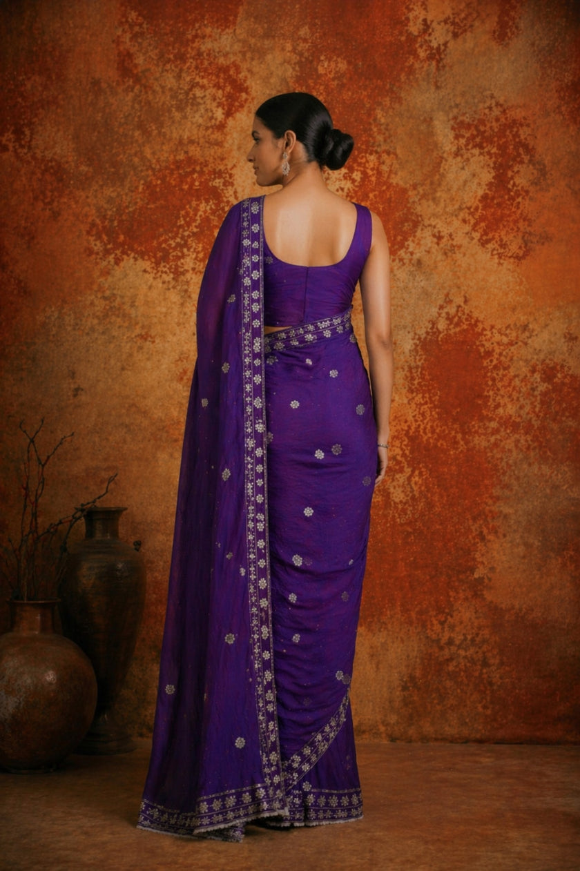 Premium Purple Jimmy Choo Sequin Work Saree