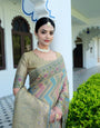 Grey Organza Leheriya Saree