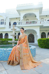 Orange Organza Leheriya Saree