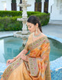 Orange Organza Leheriya Saree