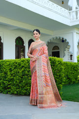 Pink Organza Leheriya Saree