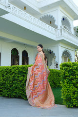 Pink Organza Leheriya Saree