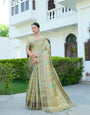 Pista Organza Leheriya Saree