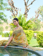 Yellow Organza Leheriya Saree