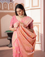 Pink Banarasi Cotton Silk Zari Woven Saree