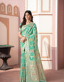 Sea Green Banarasi Cotton Silk Zari Woven Saree