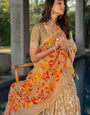 Beige Floral Soft Cotton Saree