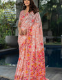 Peach Floral Soft Cotton Saree