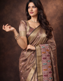 Wine Cotton Khadi Silk Saree