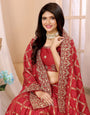 Red Vichitra Silk Traditional Bandhani Saree For Diwali