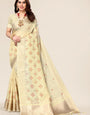 Cream cotton Fabric saree with Embroidery work